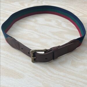 Polo by Ralph Lauren Brown Leather Belt with Multicolor Stripe